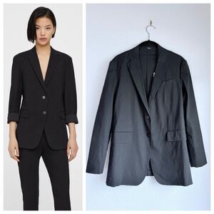 NWT Theory Women's Rolled Sleeve Better Linen Single Breasted Blazer in Black 0